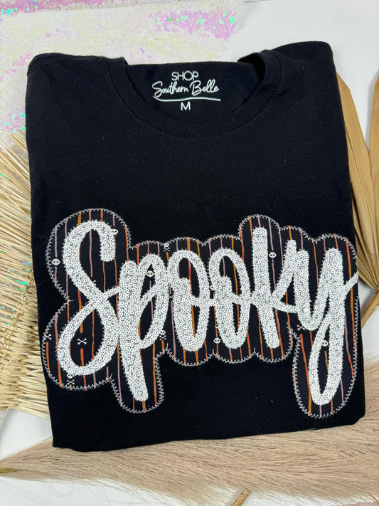 Spooky Embroidered Short Sleeve Shirt