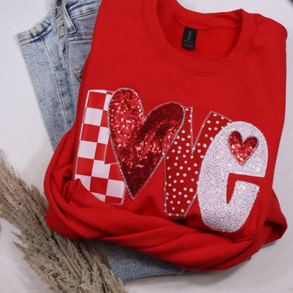 Love Embroidered Valentines Sweatshirt