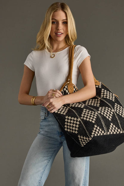 Black & Cream Diamond Pattern Tote