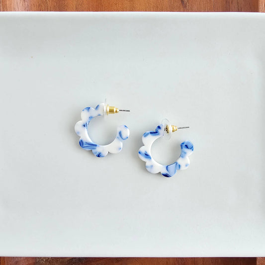 Flora Mini Hoops - Greek Goddess Blue