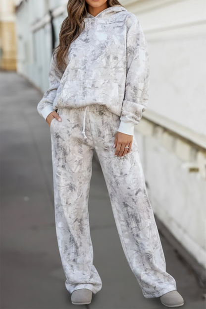 Abstract Print Hoodie & Drawstring 2pcs Pants Set | S-XL