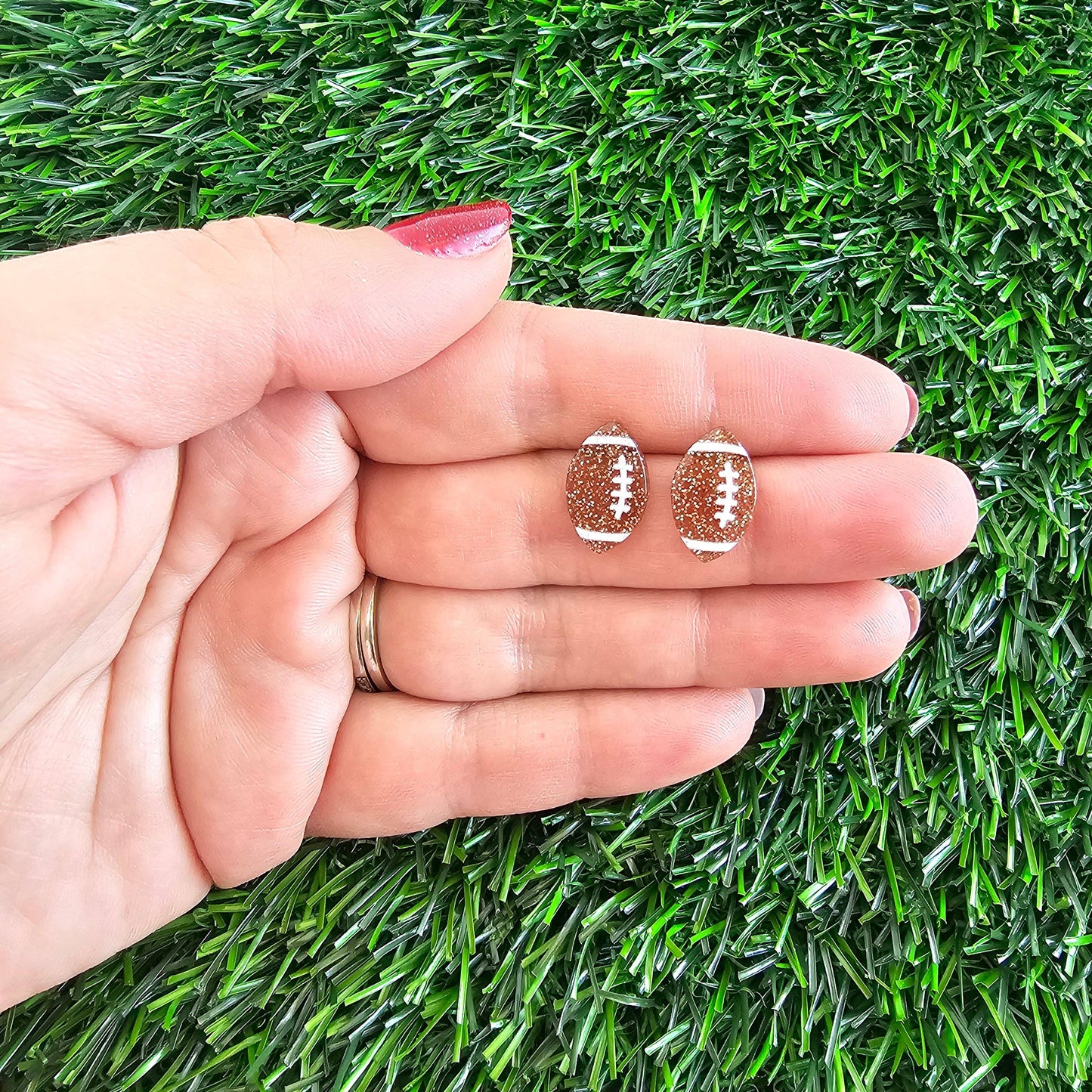 Glitter Football Studs // Game Day, Jewelry, Earrings