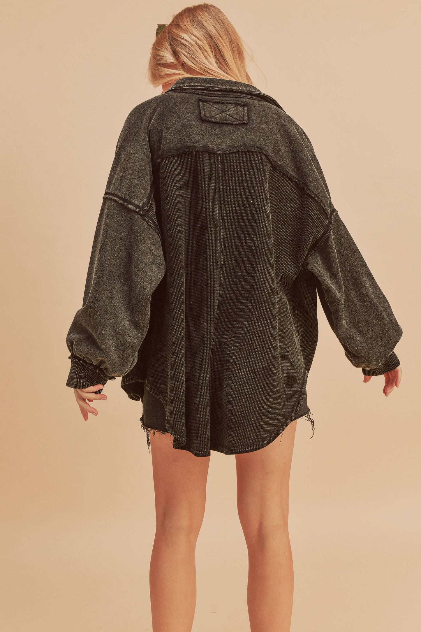 BLACK ACID WASH JACKET TOP