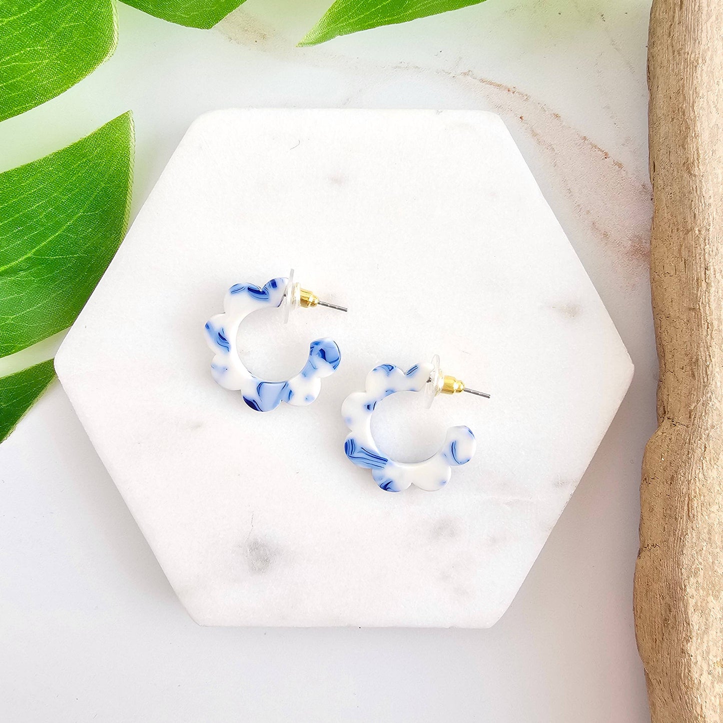Flora Mini Hoops - Greek Goddess Blue