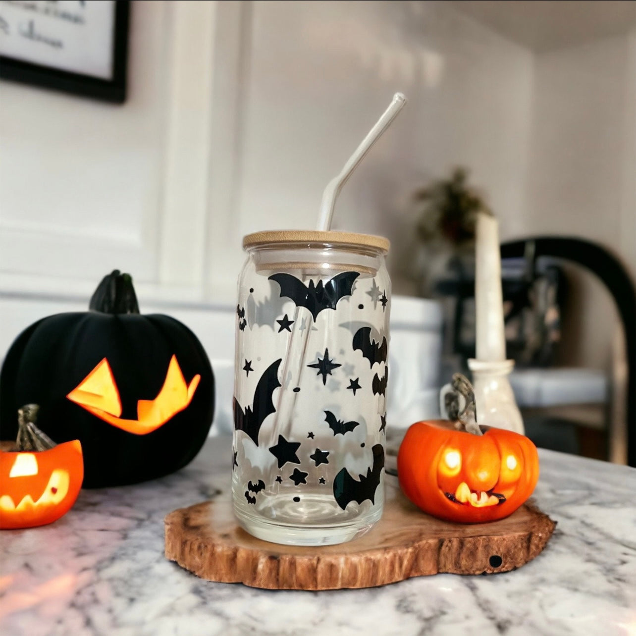 Halloween Bat Glass Cup