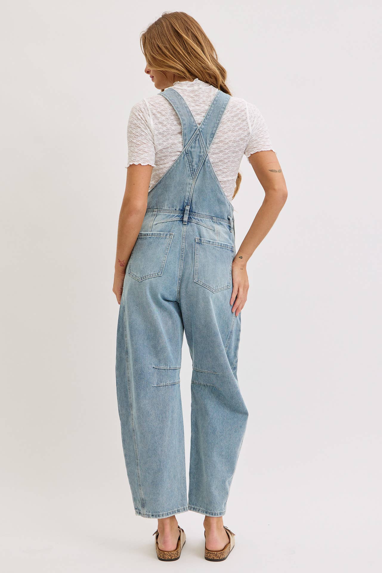 BARREL-LEG DENIM JUMPSUIT
