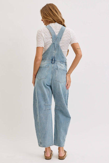 BARREL-LEG DENIM JUMPSUIT