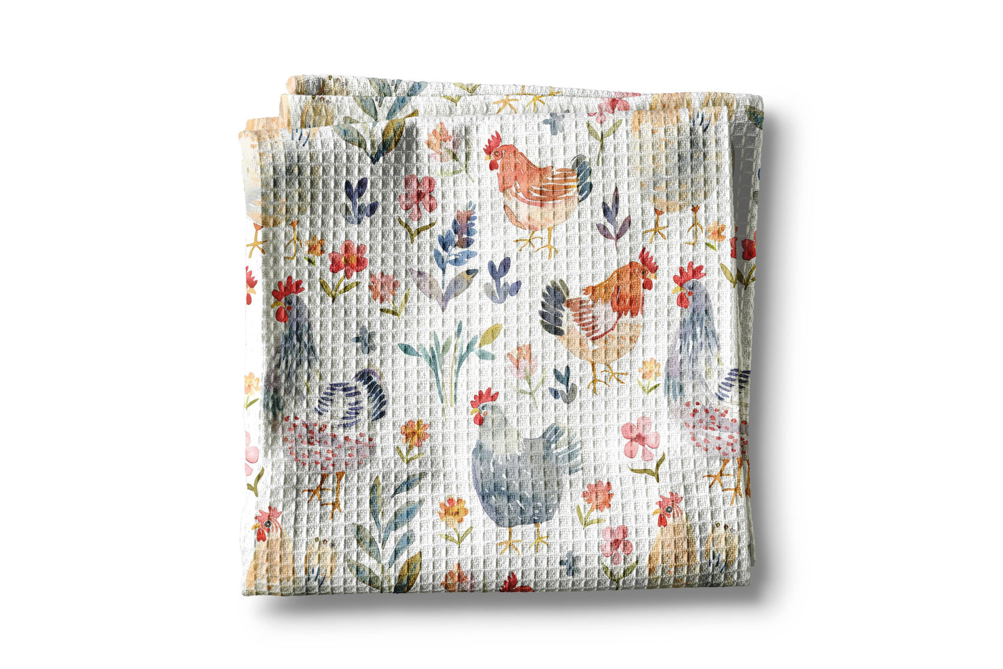 Chicken Rooster Floral Spring Summer Farmhouse Kitchen Towel