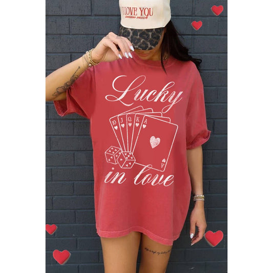 LUCKY IN LOVE OVERSIZED MINERAL GRAPHIC TEE