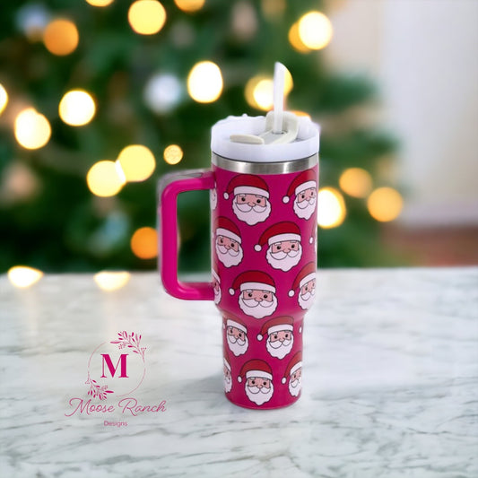 Pink Santa Christmas Tumbler