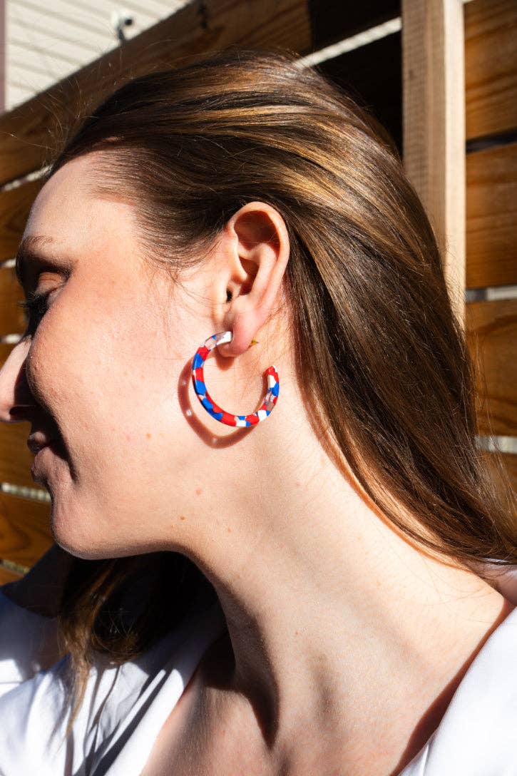 Camy Hoops - Red, White & Blue // Jewelry, Earrings, 4th of July