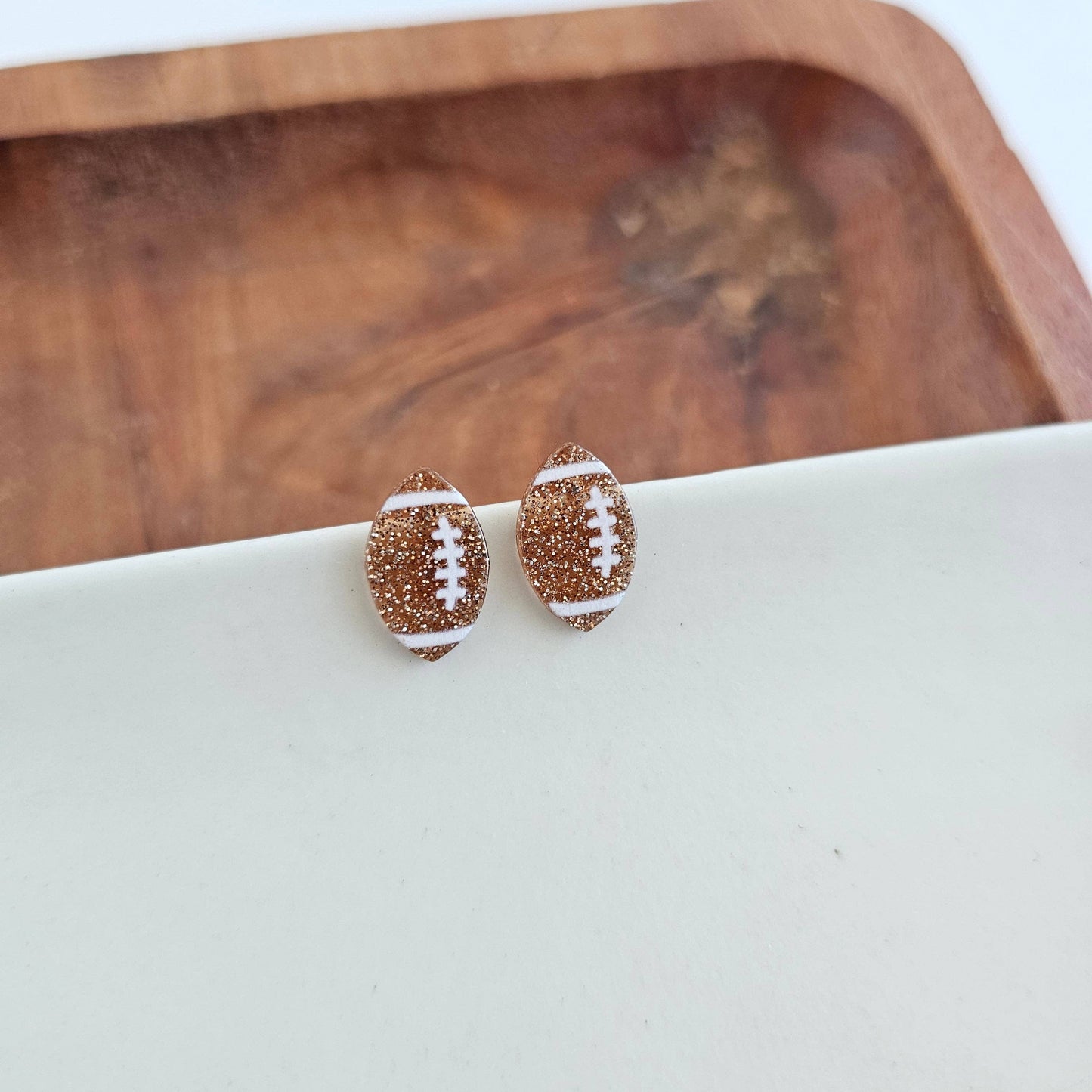 Glitter Football Studs // Game Day, Jewelry, Earrings