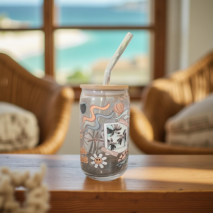 Beach Vibes Glass Cup