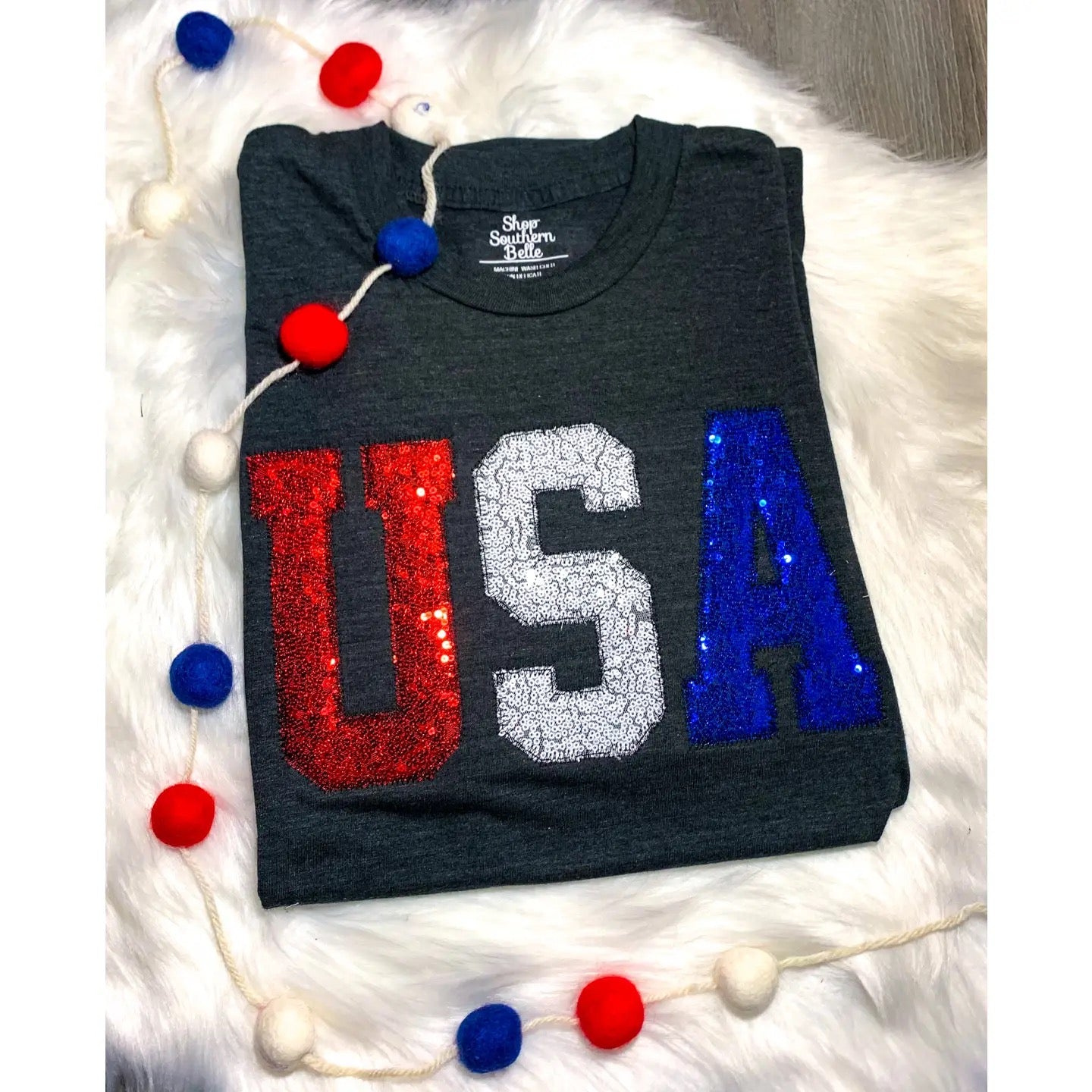 USA Grey Short Sleeve Embroidered Shirt