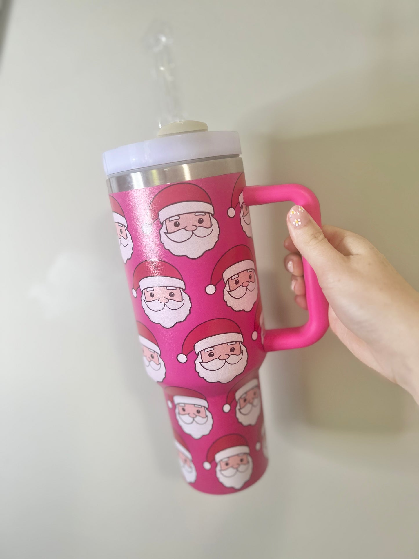 Pink Santa Christmas Tumbler