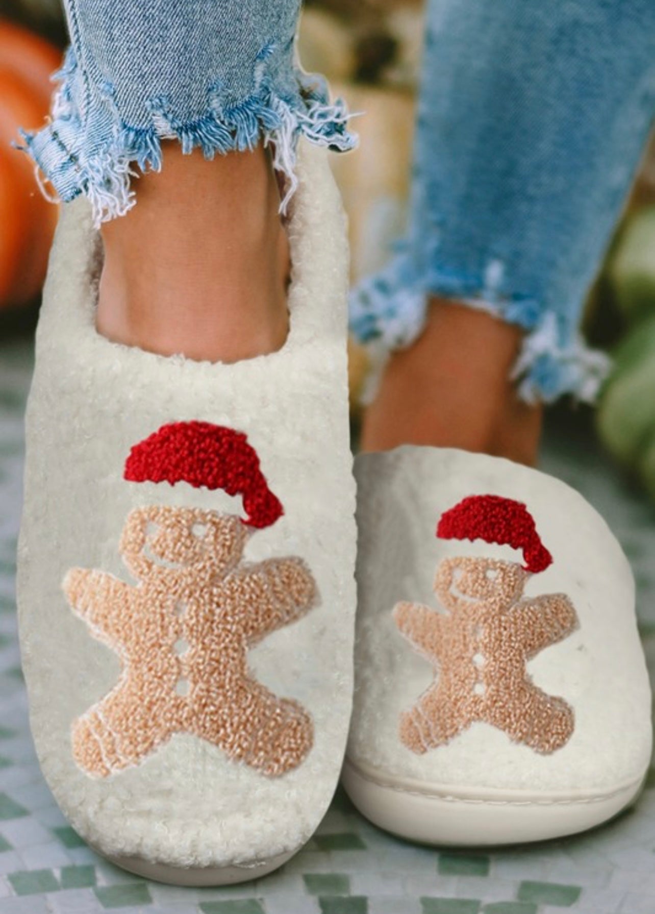 Gingerbread Man Christmas Slippers