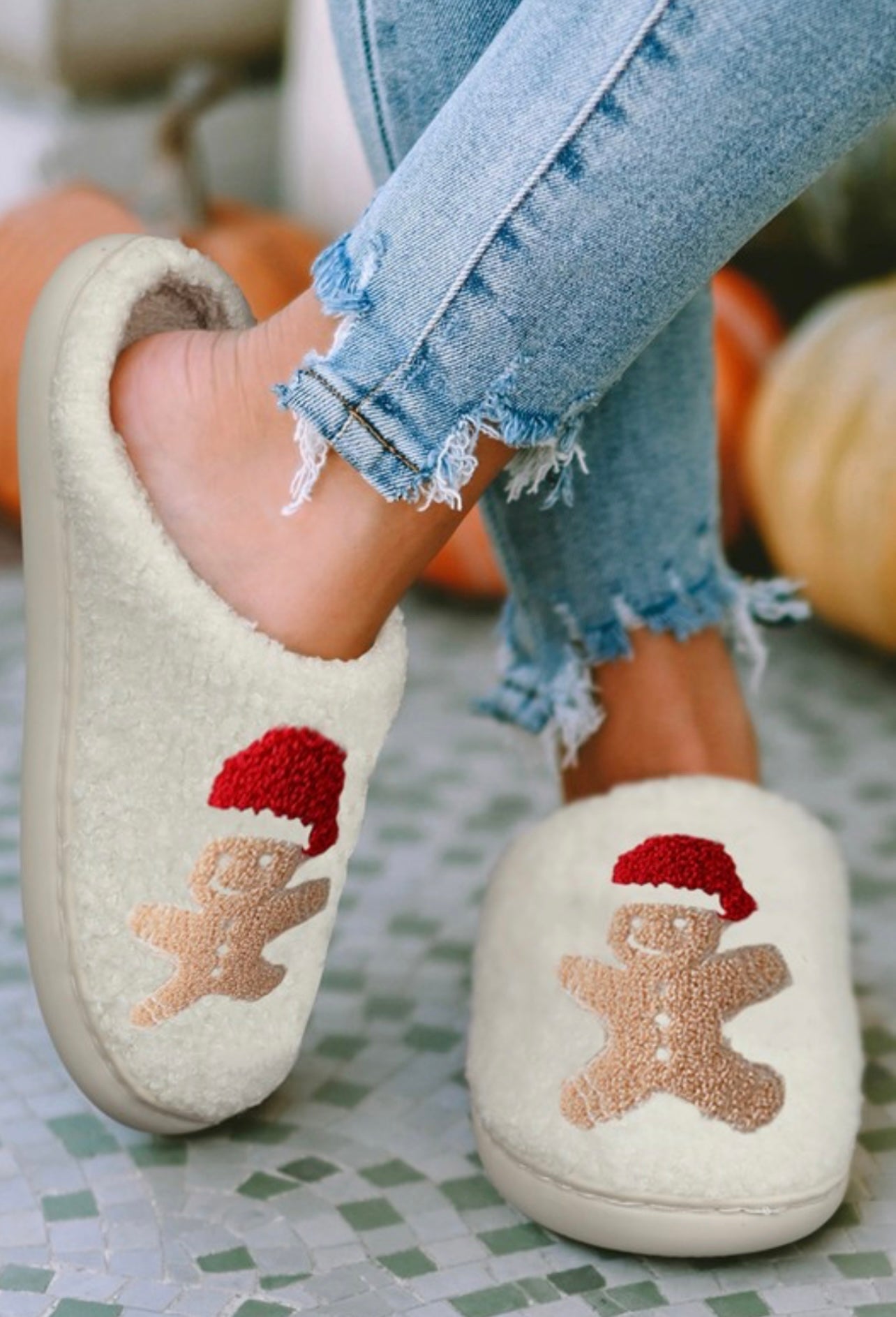 Gingerbread Man Christmas Slippers