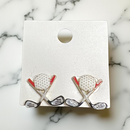 Golf Clubs Signature Enamel Stud Earrings