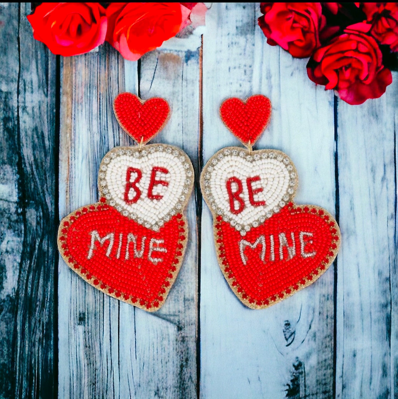 Be Mine Valentine Heart Beaded Earrings