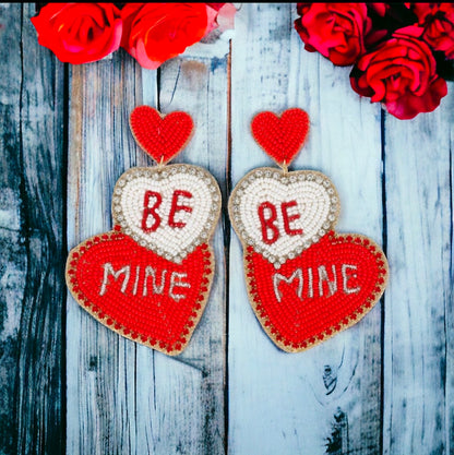 Be Mine Valentine Heart Beaded Earrings