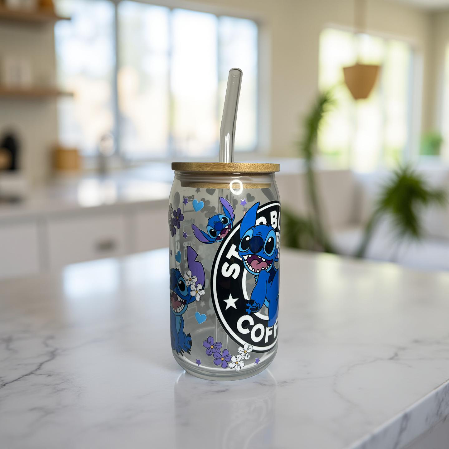 Disney Stitch Starbucks Glass Cup
