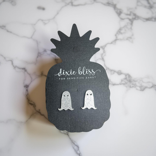 Silver Glitter Stud Ghosts