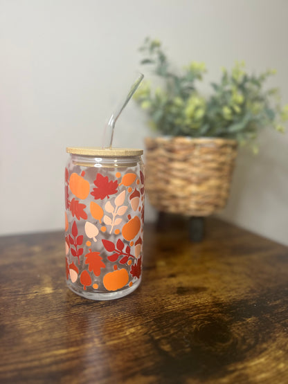 Fall Leaves Coffee Glasss Cup