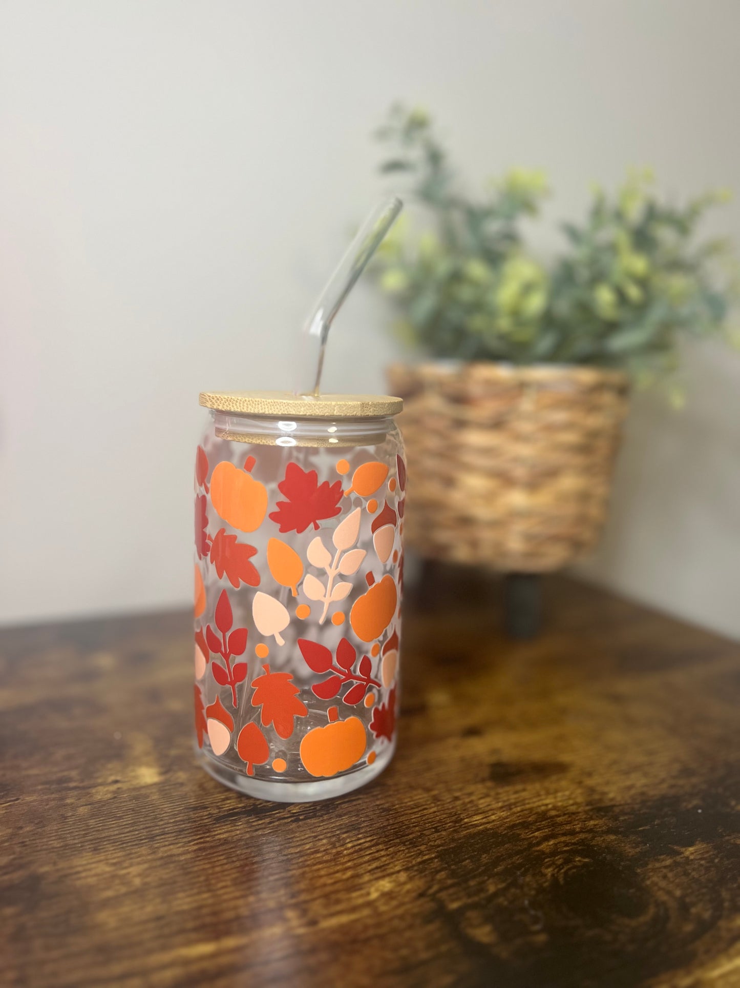 Fall Leaves Coffee Glasss Cup