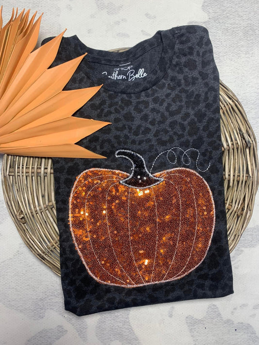 Pumpkin Leopard Embroidered Shirt