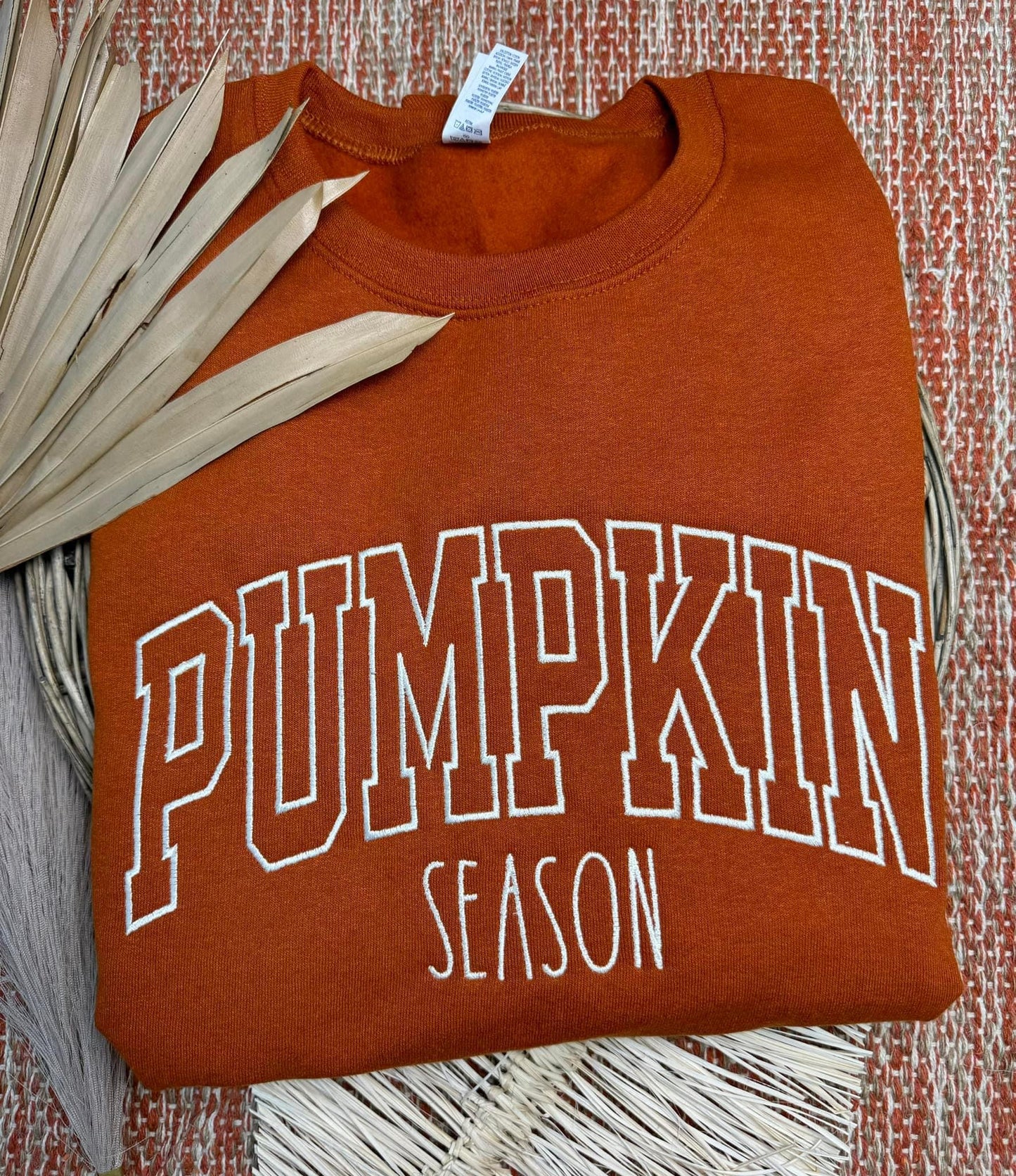 Pumpkin Season Embroidered Burnt Orange Sweatshirt