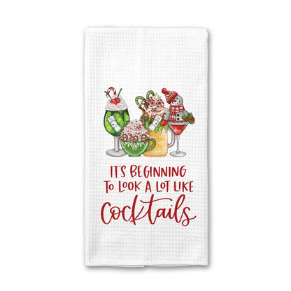 Christmas Cocktails Kitchen Dish Towel