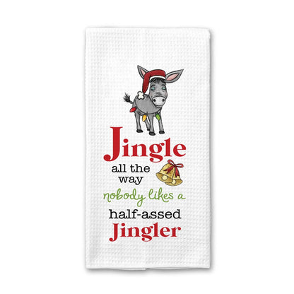Funny Jingle all the way Christmas Kitchen Dish Towel