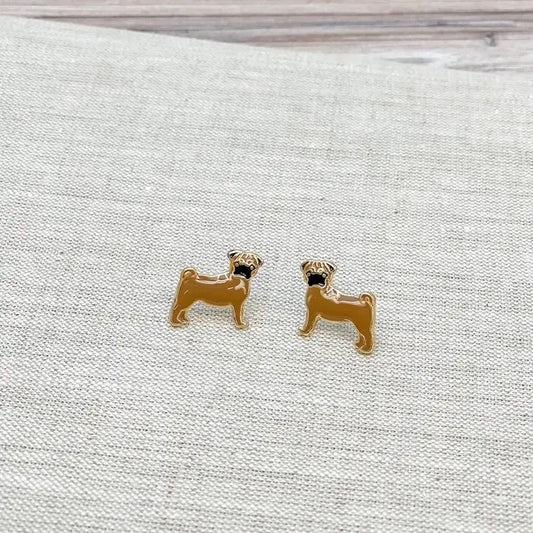 Pug Enamel Stud Earrings
