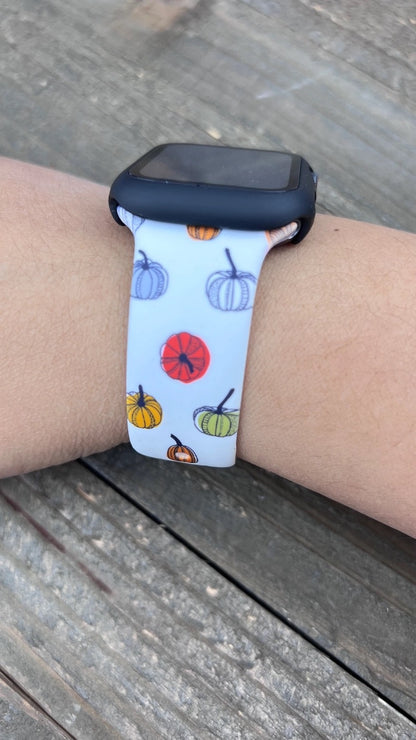 Fall Colorful Pumpkins Apple Watch Silicone Band