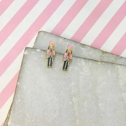 Pink Nutcracker Stud Earrings
