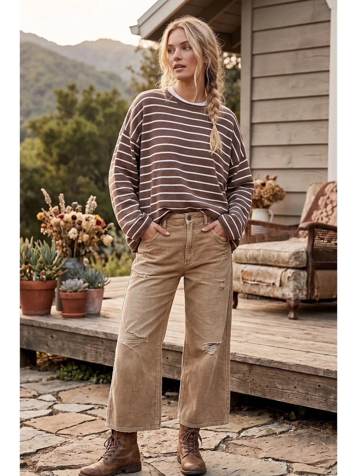 Oversized Lightweight Striped Sweater