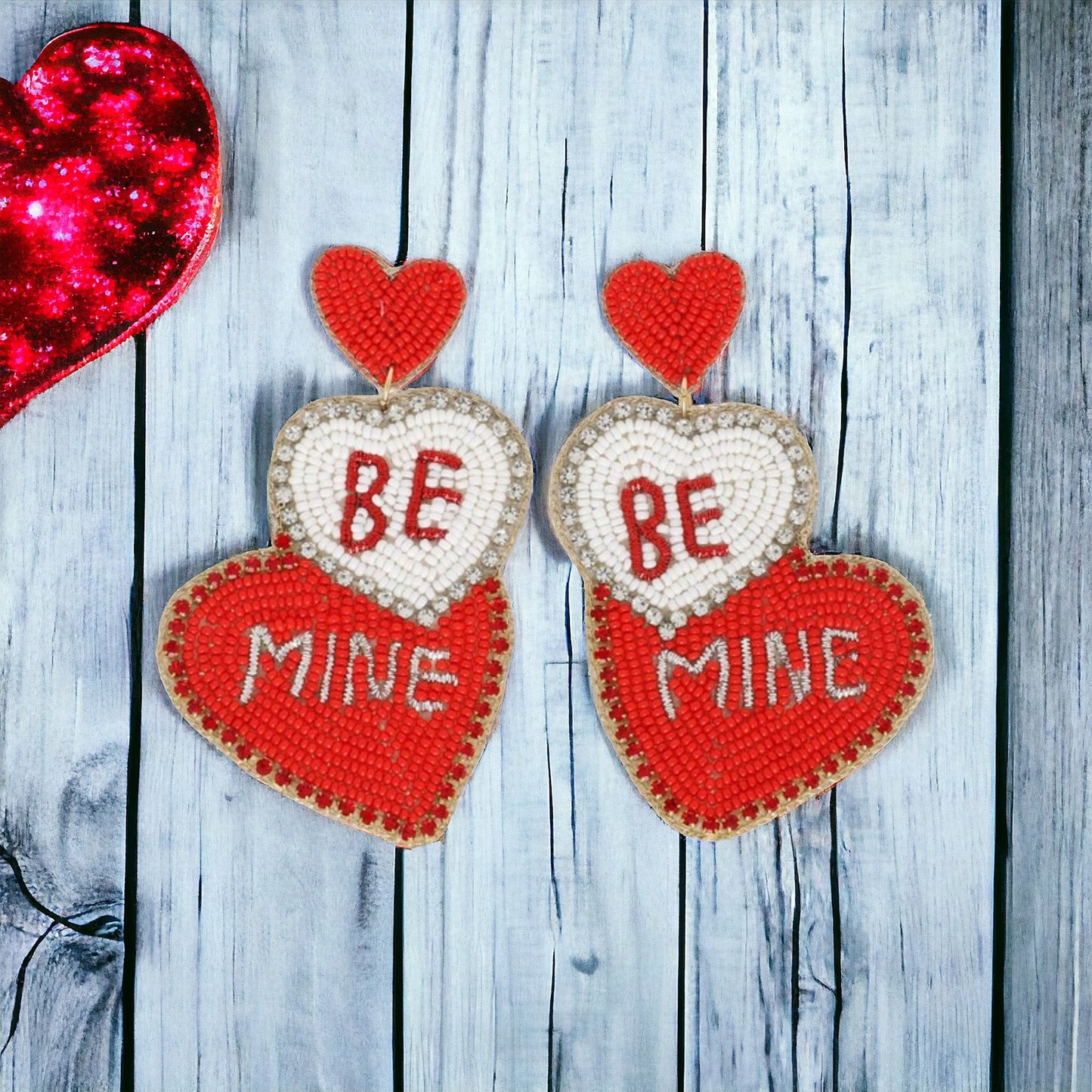 Be Mine Valentine Heart Beaded Earrings