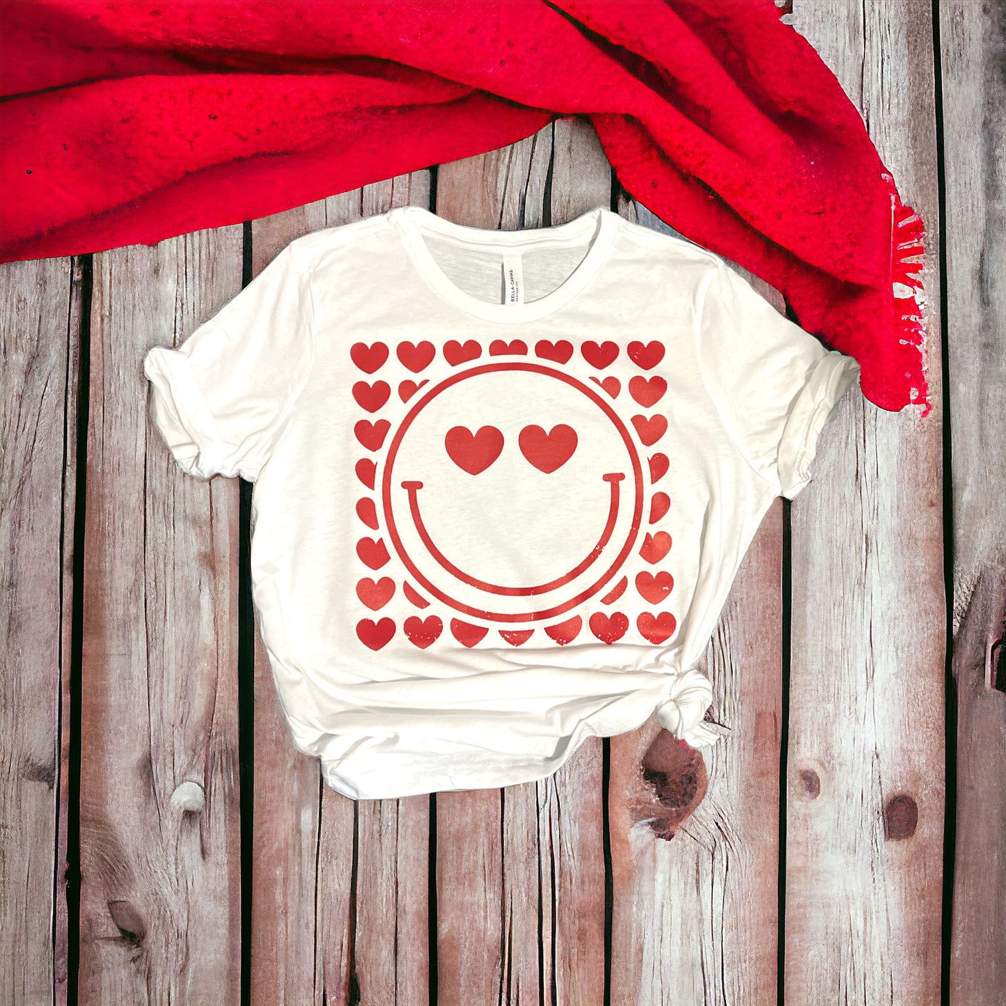 Heart Smiley Valentines Short Sleeve Shirt