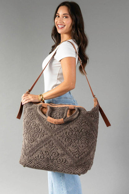 Brown Vintage Textured Tote Bag