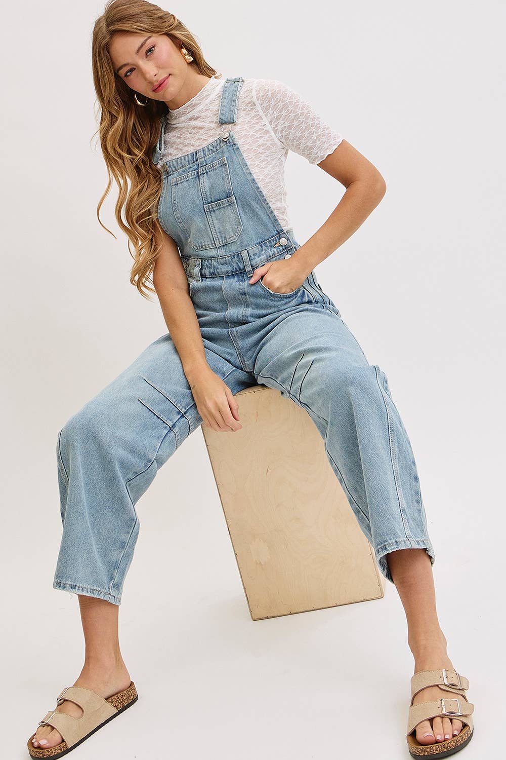 BARREL-LEG DENIM JUMPSUIT