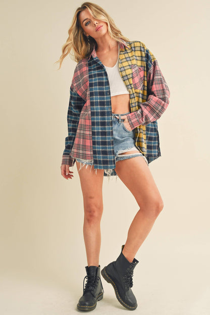 Multi Color Plaid Flannel Shirt