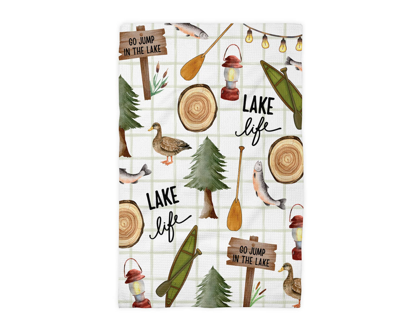 Lake Life Kitchen Towel Mountain Cabin Kayak Camp Boat Dock