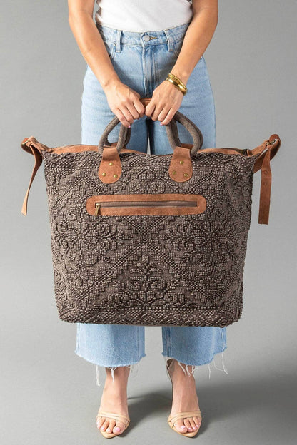 Brown Vintage Textured Tote Bag