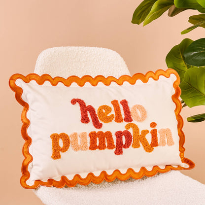 Scalloped Rectangle Throw Pillow-Hello Pumpkin