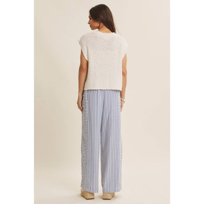 SALT-AIR TEXTURED STRIPE WIDE-LEG PANTS WITH POCKETS