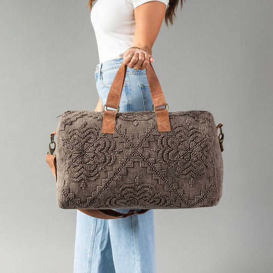 Brown Vintage Textured Duffel Bag