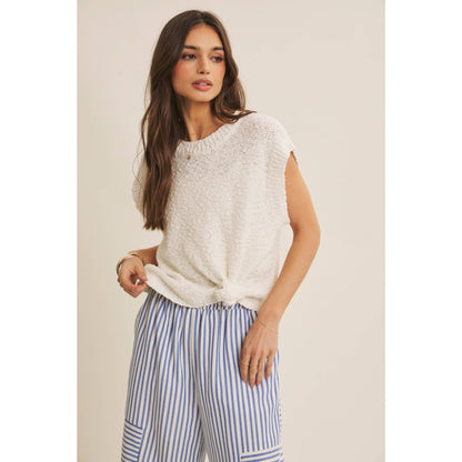 SALT-AIR TEXTURED STRIPE WIDE-LEG PANTS WITH POCKETS