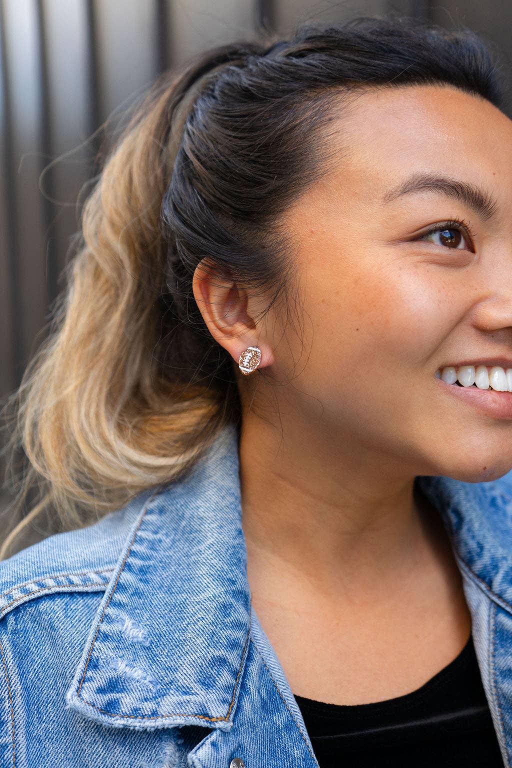 Glitter Football Studs // Game Day, Jewelry, Earrings