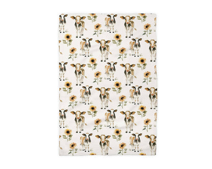 Cow Sunflower Dairy Homestead Farmhouse Kitchen Towel Waffle