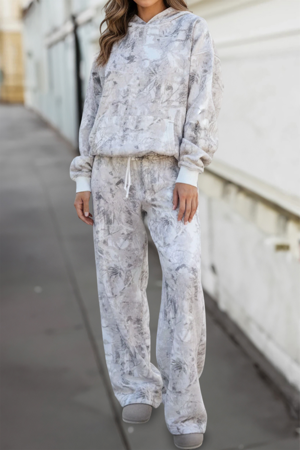 Abstract Print Hoodie & Drawstring 2pcs Pants Set | S-XL